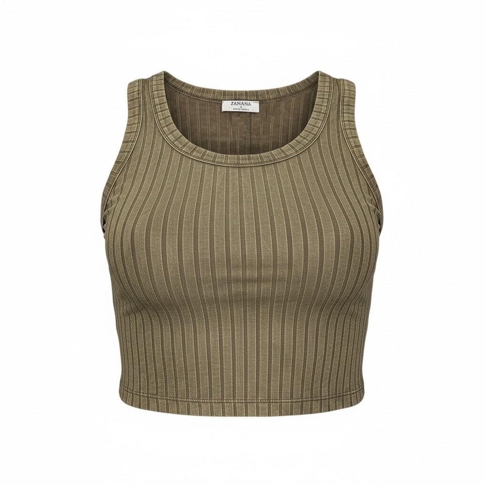 Zenana Outfitters olive green Ribbed Crop Top